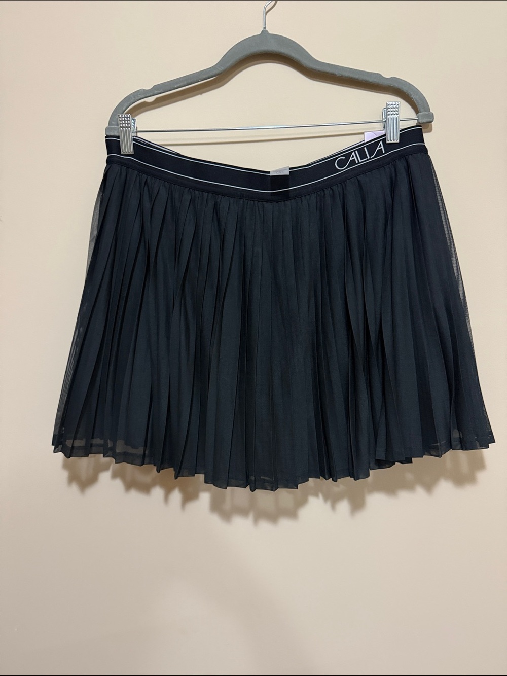 CALIA by Carrie Underwood Black Pleated Circle Skirt with Branded Waistband